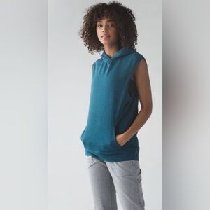 Lululemon Blissed Out Sleeveless Teal Cozy Yoga Hoodie